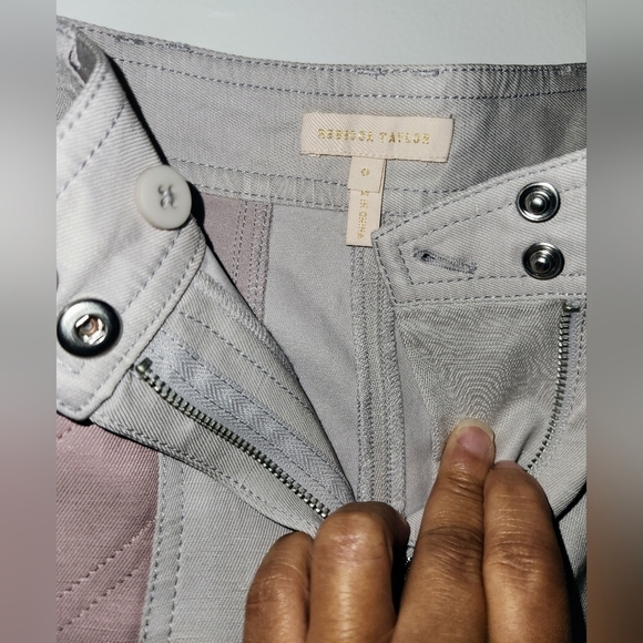 REBECCA TAYLOR COLOR BLOCK TWILL PANT TAPERED LEGS IN MULTI COMBO SIZE 0 - Picture 8 of 16